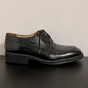 Wolens Black Faux Patent Leather Lace-Up Square Toe Dress Shoe